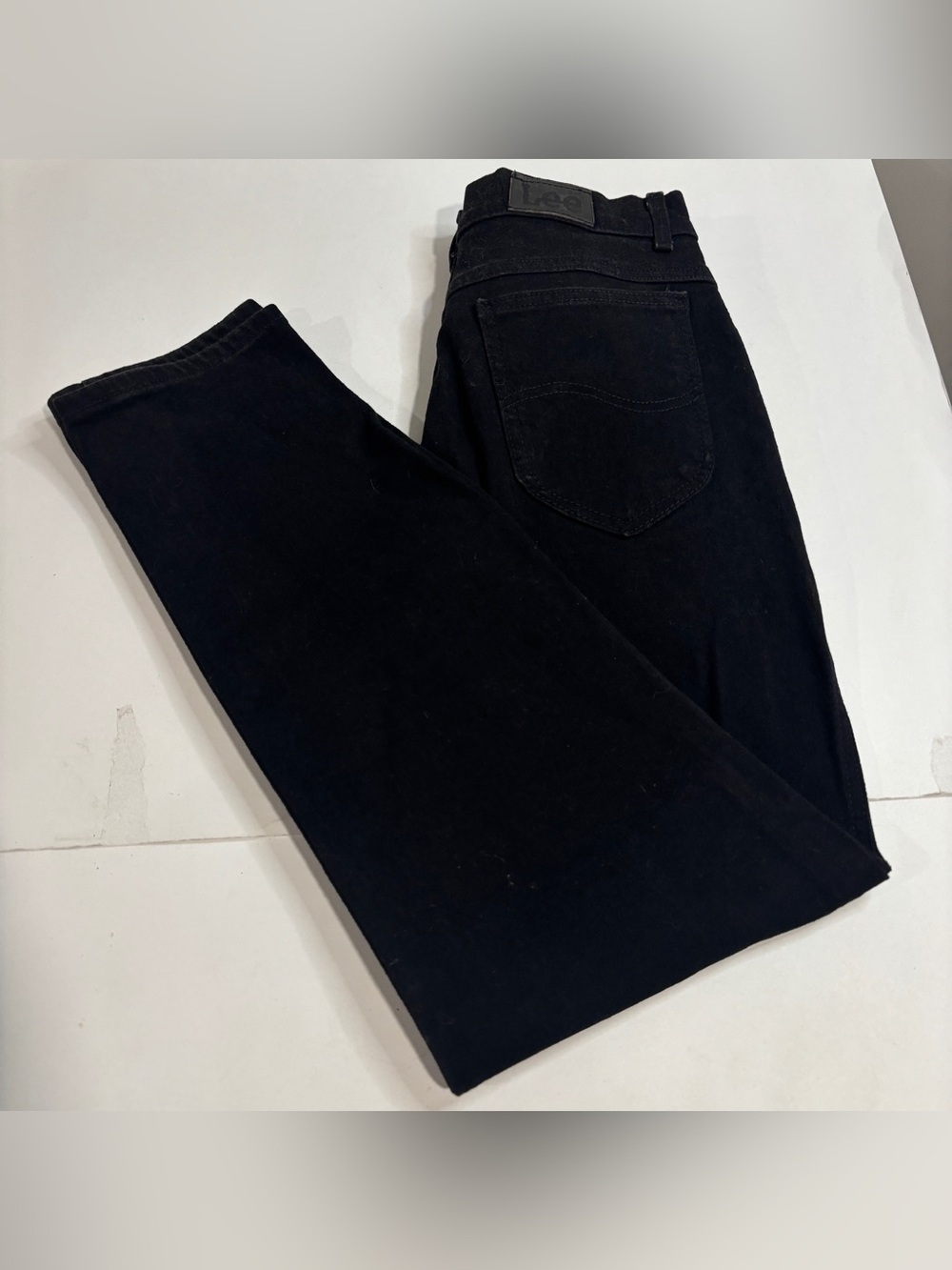 Vintage Lee High Rise Jeans Womens 16 Black Elastic Waist Mom 80s Made In USA